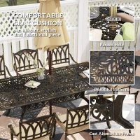 Outsunny Nine-Piece Cast Aluminium Garden Dining Set - Bronze Tone(m-6)