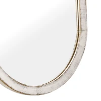 HOMCOM Wandspiegel, Rattan-Dekor, Haken für Wandmontage, weiß, 50 x 90 x 3 cm(m-9)