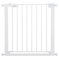 PawHut Adjustable Pet Safety Gate Dog Barrier Home Fence Room Divider Stair Guard Mounting White (76 H x 75-82W cm)(m-11)
