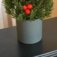 HOMCOM Mini-Weihnachtsbaum mit roten Beeren und Tannenzapfen, inkl. Übertopf 27 cm x 27 cm x 47 cm, Mehrfarbig(m-7)