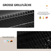 Outsunny Grillwagen Holzkohlegrill Grill BBQ Standgrill Holzkohle Kohlegrill Gartengrill, Edelstahl+Eisen Schwarz 115 x 56 x 108 cm(m-4)