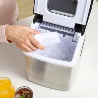 HOMCOM Ice Maker Machine Countertop, 9 Ice Cubes in 8 Mins, 12KG in 24Hrs, Self-Cleaning Portable Ice Cube Maker w/ Adjustable Ice Size, Ice Scoop, Basket, Stainless Steel, No Plumbing Required, Black(m-8)