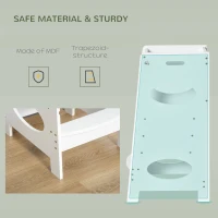 HOMCOM Toddler Step Stool Kids Adjustable Standing Tower with Safety Rail for Kitchen Counter White(m-5)