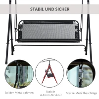 Outsunny 2-Sitzer Hollywoodschaukel Outdoor Gartenliege UV-beständig Hochwertiges Metallrohr winkeleinstellbar Schwarz(m-4)