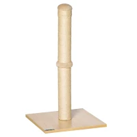 PawHut Kratzstamm für Katzen Kratzsäule aus Sisal stabiler Kratzbaum Kratz Spielzeug Katze mit Ball 60 cm Spanplatte Sisal Beige+Eiche 34 x 34 x 60 cm(m-1)