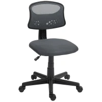 HOMCOM Silla de Oficina sin Brazos Silla de Escritorio Giratoria con Respaldo de Malla Transpirable Altura Ajustable Gris(m-11)