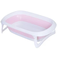 HOMCOM Vaschetta per Bagnetto per Neonati Ergonomico Pieghevole Piedini Anti-Scivolo Standard EN71-1, EN71-2, EN71-3 Rosa Età Adatta: 0-3anni 80x48x21cm(m-10)