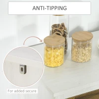 HOMCOM Kitchen Sideboard, Glass Door Storage Cabinet, Accent Cupboard with Adjustable Shelf for Dining Room, Living Room, Distressed White(m-8)