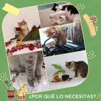 PawHut Árbol Rascador para Gatos Grandes de 142 cm con Postes de Sisal Hamaca Hojas y Bola de Juguete 49x49x142 cm Verde(m-5)
