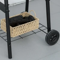 Outsunny Barbecue a Carbone con Coperchio, Termometro, Mensole e Ruote, 68x63x102 cm, Nero(m-8)