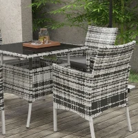 Outsunny Five-Pieces Rattan Dining Set - Mixed Grey(m-7)