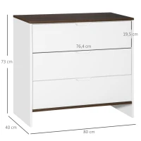 HOMCOM Kommode Modernes Design  3 Schubladen  80 cm × 40 cm × 73 cm  MDF-Holz(m-3)