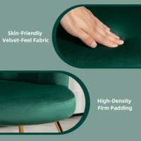 HOMCOM Velvet-Feel Lotus Petal Accent Chair - Green(m-5)