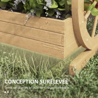 Outsunny Jardinière sur Pieds carré Potager 3 étages avec 2 roues Charrette Bois Sapin, dim. 62L x 61l x 57H cm(m-6)