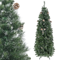 HOMCOM Sapin de Noël artificiel avec 618 branches enneigées, support en acier, arbre de Noël artificiel socle pliable en acier