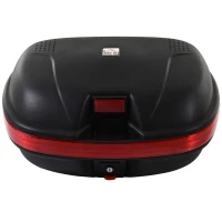 HOMCOM 43L Motorcycle Trunk Travel Luggage Storage Box Motorbike Accessory Large Storage Space For 2 Half Helmet - Black(m-7)