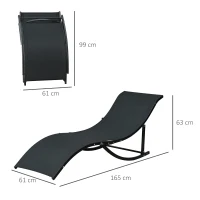 Outsunny Set 2 Sdraio da Giardino Pieghevoli, Lettino Prendisole in Alluminio e Textilene, 61x165x63cm(m-3)