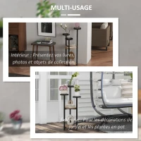 Outsunny Étagère à plantes en bois métal ronde support fleurs 5 niveaux pour extérieur intérieur, dim. 28L x 28l x 87H cm(m-6)