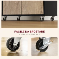 HOMCOM Carrello da Cucina con Cassetto, Armadietto e 4 Ruote in Legno, 60x40x77cm, Nero(m-6)