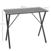 HOMCOM Bancone Bar Tavolo Alto Stile Industriale Effetto Marmo, Legno e Acciaio 120x60x102 cm, Nero(m-3)
