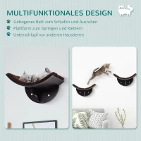 PawHut Katzenliege Katzen Wandliege Katzenbett Katzenregal Wandmontage Plüschauflage Braun 41 x 28 x 21 cm(m-5)