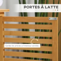 kleankin Meuble sous lavabo salle de bain en bambou meuble sous vasque 2 portes 66 x 29 x 61,5 cm(m-5)