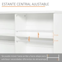 HOMCOM Estantería de Madera Librería Biblioteca de 4 Compartimentos con Baldas Ajustables para Libros Archivos 118,2x29,5x76,5 cm Blanco(m-6)