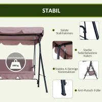 Outsunny Hollywoodschaukel Gartenschaukel, 3-Sitzer mit Dach, Altrosa(m-5)