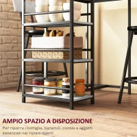 HOMCOM Set da Pranzo 3 Pezzi con Bancone Bar con Ripiani e 2 Sedie Alte con Schienale, Grigio Chiaro(m-5)