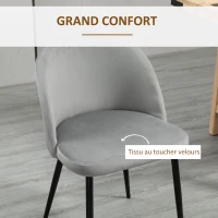 HOMCOM Lot de 4 chaises salle à manger chaise de cuisine scandinave chaise en velours rembourrée avec pieds effilés en métal, pour salon, salle à manger, multicolore(m-5)