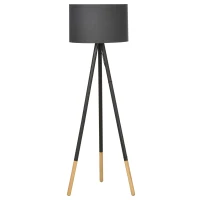 HOMCOM 153cm Steel Tripod Floor Lamp w/ Fabric Lampshade Foot Switch, Land Lamp Office Bedroom Modern Grey(m-11)