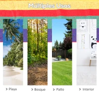 Outsunny Hamaca para Jardín 210x150 cm Hamaca Colgante Portátil Carga Máx. 180 kg para Acampar Piscina Camping Rayas Multicolor(m-6)