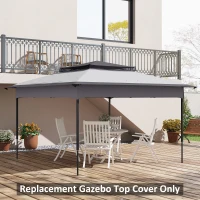 Outsunny Pop up Gazebo Cover, 2-Tier Gazebo Roof Replacement for 3.25m x 3.25m Frame, 30+ UV Protection, Grey(m-2)