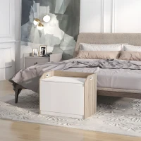 HOMCOM Cassapanca in Legno Moderna con Schienale e Vano Contenitore, 62.4x40x51.5cm, Bianco(m-7)