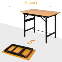 HOMCOM Établi atelier pliant table de travail pliable avec règle et rapporteur MDF table atelier 100 x 60 x 75,5 cm  jaune noir(m-4)