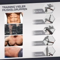 HOMCOM Sit Up Bank Bauchtrainer mit Trainingsseile Trainingsbank Multifunktion Verstellbar&klappbar 110 kg Belastbarkeit Stahl Schwarz+Rot 137 x 51 x 50-66 cm(m-4)