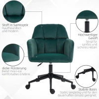 Vinsetto Bürostuhl, ergonomisch, höhenverstellbar, drehbar, Samtoptik, bis 120 kg, Grün(m-6)