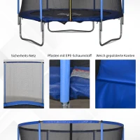 HOMCOM Trampolin mit Sicherheitsnetz Gartentrampolin für Innen- und Außenbereich Fitnesstrampolin für Jugendliche und Erwachsene Stahl Blau+Schwarz bis 113,6 kg Ø244 x 240H cm(m-5)
