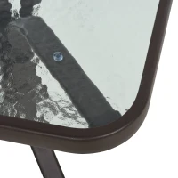 Outsunny 3 Pieces Garden Gliding Chair Set, Metal Frame 2 Single Armchair Swing Seater and 1 Glass Top Coffee Table w/ Breath Mesh Fabric Seat, Brown(m-9)