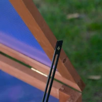 Outsunny Wooden Cold Frame, Small Polycarbonate Greenhouse for Plants with Openable & Tilted Top Cover, Brown, 100 x 65 x 40cm(m-7)