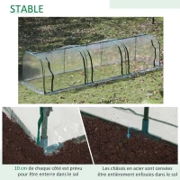 Outsunny Mini Serre de Jardin mini serre tunnel serre à tomates 3,5L x 1l x 0,8H m Acier PVC Haute densité Anti-UV 3 fenêtres avec Zip enroulables Vert et Transparent(m-5)
