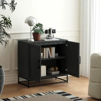 HOMCOM Modern Sideboard, Freestanding Sideboard Storage Cabinet with Adjustable Shelf and 2 Doors for Living Room, Black(m-2)