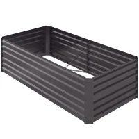 Outsunny Raised Beds for Garden, Galvanised Steel Outdoor Planters with Multi-reinforced Rods, 180 x 90 x 59 cm, Dark Grey(m-11)