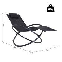 Outsunny Outdoor Orbital Lounger Zero Gravity Patio Chaise Foldable Rocking Chair w/ Pillow Black(m-3)