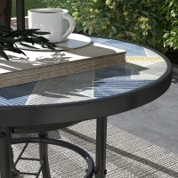 Outsunny Φ60 Garden Table, with Glass Printed Tabletop - Multicolour(m-8)