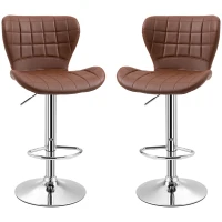 HOMCOM Lot de 2 Tabourets de Bar Design Contemporain Hauteur d'assise réglable 59-81 cm pivotant 360° PU marron(m-1)