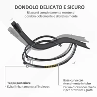 Outsunny Sedia Sdraio a Dondolo Zero-Gravity da Esterno Impermeabile con Poggiatesta, 155x61x88 cm, Nero(m-5)