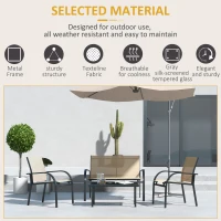 Outsunny Four-Piece Curved Steel Garden Dining Set  - Beige/Grey(m-6)