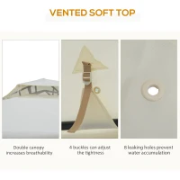 Outsunny 3 x 3 m Metal Gazebo, Garden Pavillion, Double Roof Outdoor Canopy Shelter with Mesh Sidewalls, Cream White(m-5)