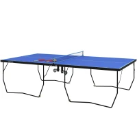 SPORTNOW Tischtennisplatte, klappbar, 8 Räder, pulverbeschichteter Stahlrahmen, MDF, 274 x 152,5 x 76 cm, Blau(m-10)